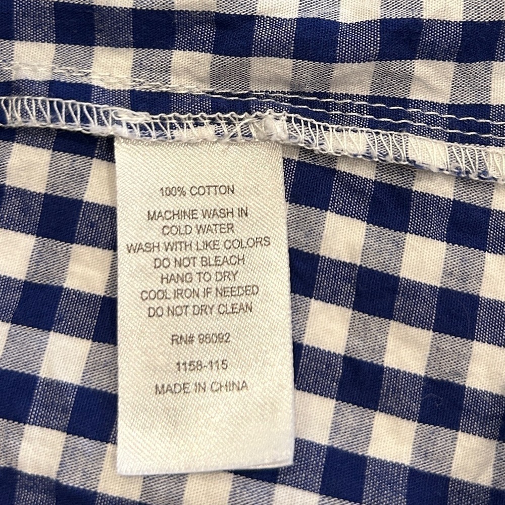 Dalia Sleeveless Cotton Blouse Size Large Blue & White Checks - Picture 6 of 8